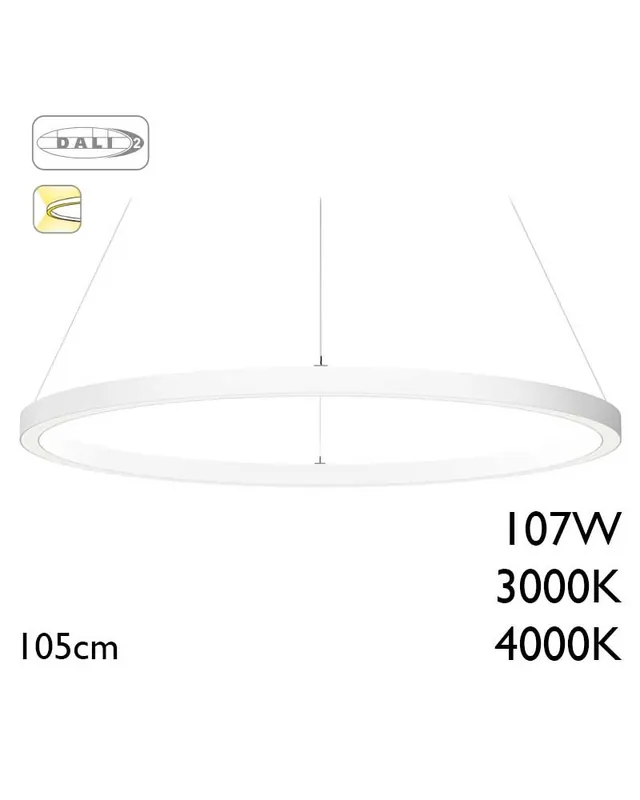 Últimas Unidades Lámpara de techo de 105cm de diámetro LED 107W de aluminio acabado blanco driver Dali
