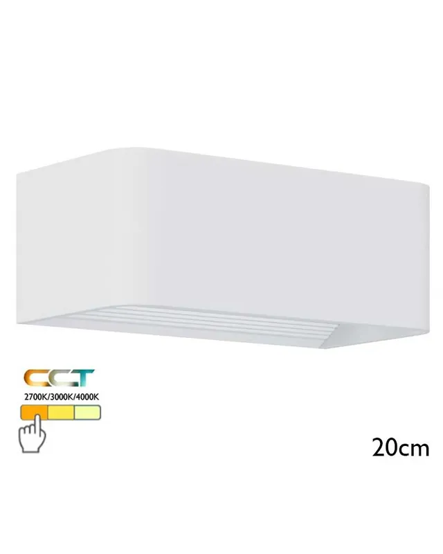 Aplique de pared 20cm aluminio acabado blanco LED 7W CCT Switch 2700K/3000K/4000K Lujoso