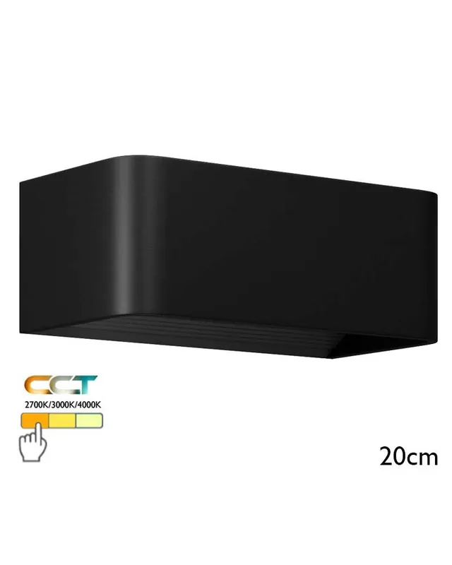 Venta Final Aplique de pared 20cm aluminio acabado negro LED 7W CCT Switch 2700K/3000K/4000K