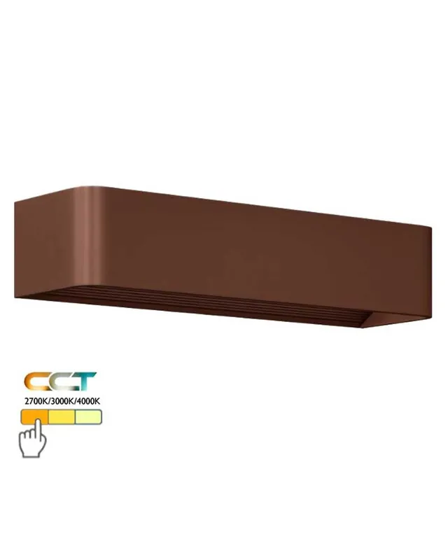 Aplique de pared 37cm aluminio acabado corten LED 12W CCT Switch 2700K/3000K/4000K Tendencia