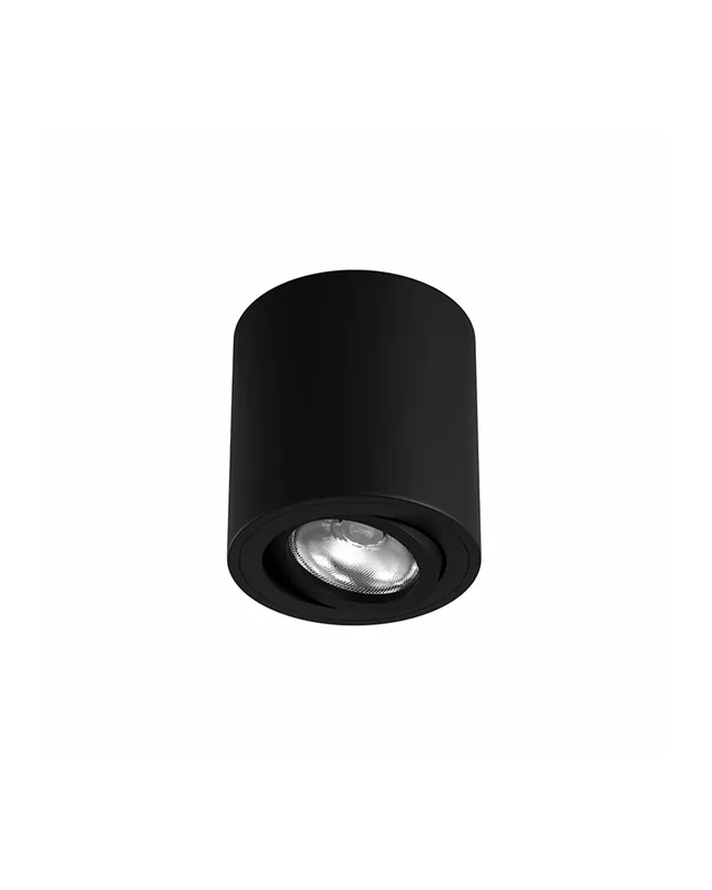 Rebajas Foco cilindro de techo 8cm Aluminio acabado negro GU10  Basculante 45º