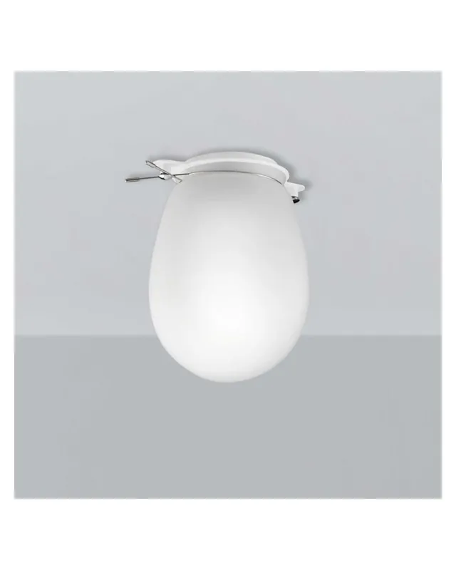Últimas Unidades Plafón 14cm base acero gris y pantalla oval cristal opal 1xE27