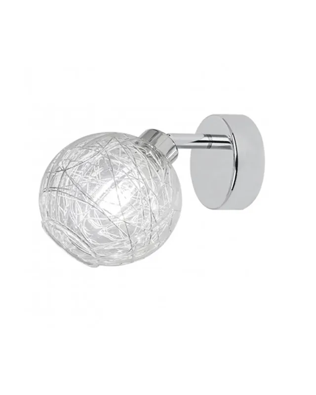 Aplique 16cm. foco cromo tulipa de cristal con decoración lineal interior 1 X 40W G-9 Ocasión Especial