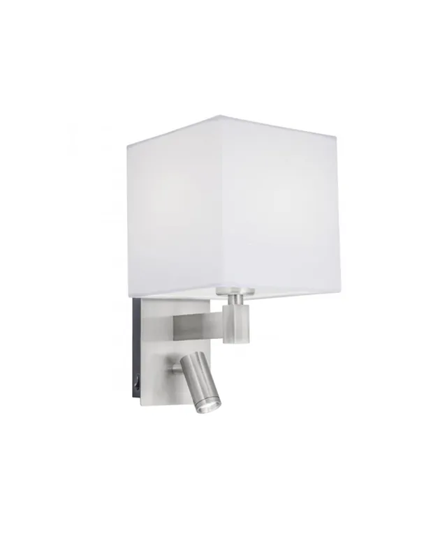 Aplique acabado níquel satinado con pantalla cuadrada y foco oscilante E27 + LED 3W 4000K 300Lm Tendencia