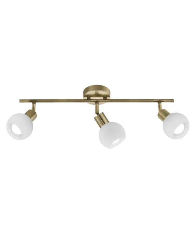 Regleta 56cm 3 focos pantalla en cristal opal 3x40W E14 oscilante De Moda