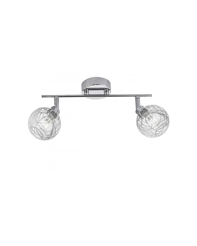 Regleta 40cm. 2 focos con tulipa de cristal con decoración lineal interior en línea acabado en cromo  2 X 40W G-9 Imprescindible (Must-Have)
