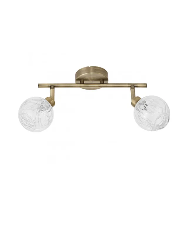 Regleta 40cm. 2 focos con tulipa de cristal con decoración lineal interior en línea acabado en cuero 2 X 40W G-9 Stock Limitado