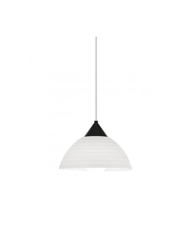 Auténtico Lámpara de techo de techo de 25cm pantalla acrílico rallas horizontales soporte negro 1x60W E27
