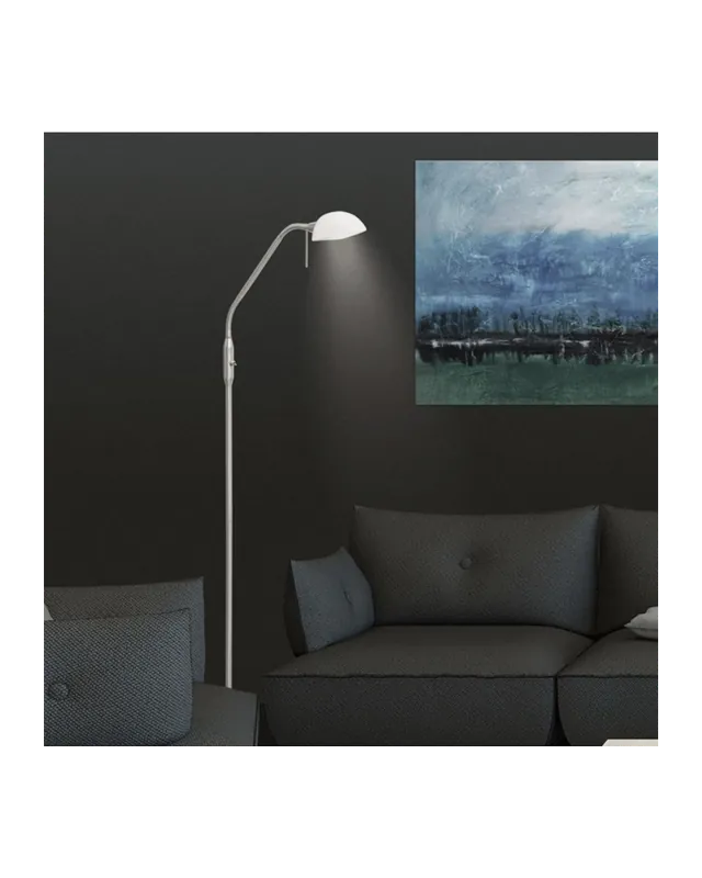 Auténtico Lámpara de pie 150 cm. Con foco orientable en níquel satinado 30W E14