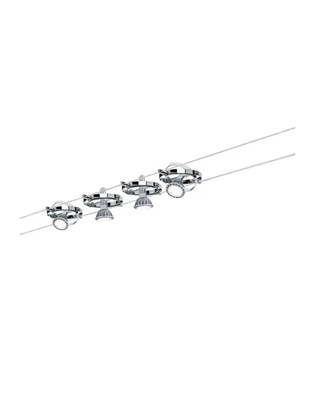 Sistema de cable con circulos  cromado con 4 focos máx. 10 W GU5.3 Tendencia