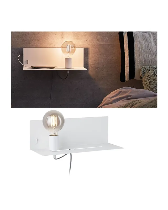 Aplique de pared de metal con balda 40W E27 con cargador movil USB Entrega Rápida