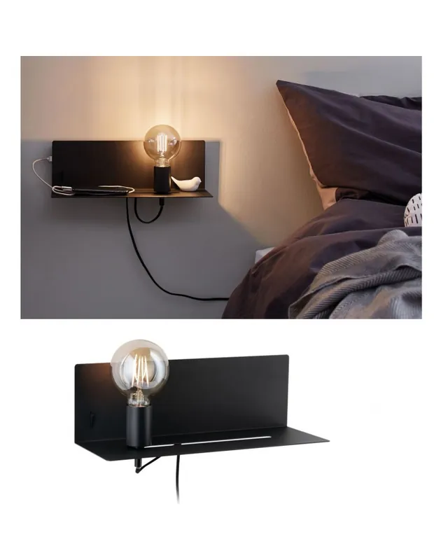 Aplique de pared de metal con balda 40W E27 con cargador movil USB Solo Por Tiempo Limitado