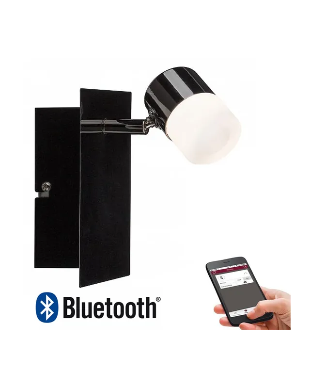 Aplique con difusor en negro brillo LED 600Lm regulable Bluetooth Gran Oferta