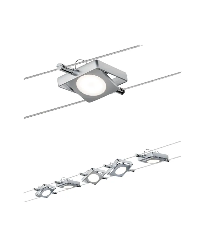 Sistema de cable cromado mate marco cuadrado LED 5x4W  230 / 12V DC Oferta