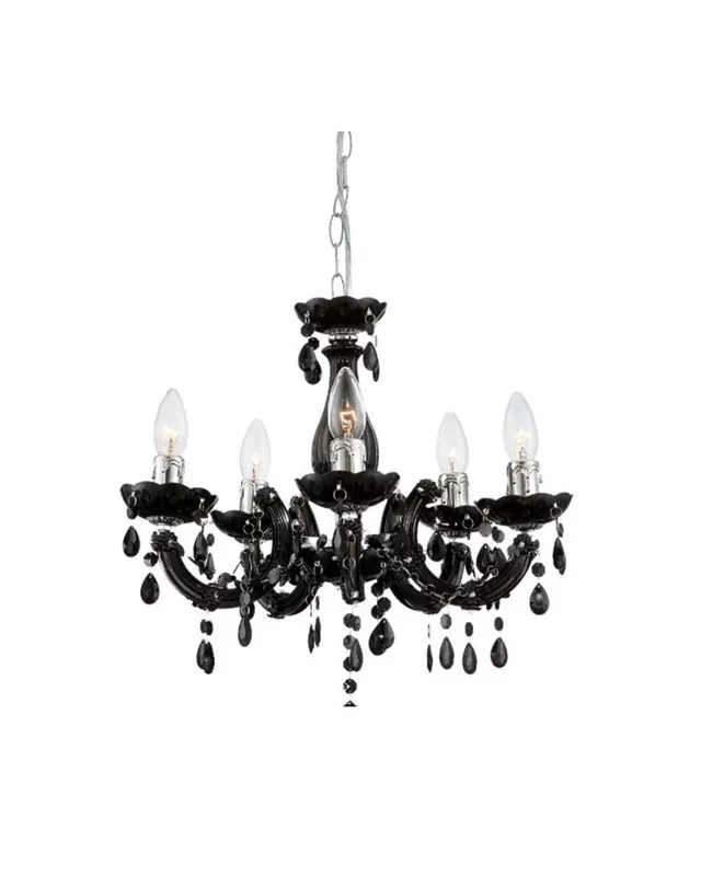 A Buen Precio Lámpara araña negra 44cms 5x40w E14 en acrílico con luces LED