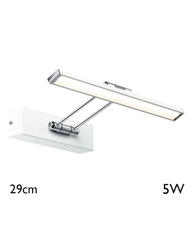 Aplique iluminacuadros 29 cm 5W LED 2700K blanco y cromo Favorito De Clientes
