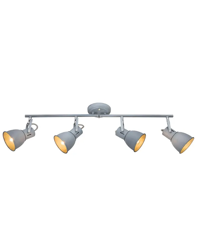 Alta Calidad Regleta 4 focos 68,5cm metal acabado gris E14 40W