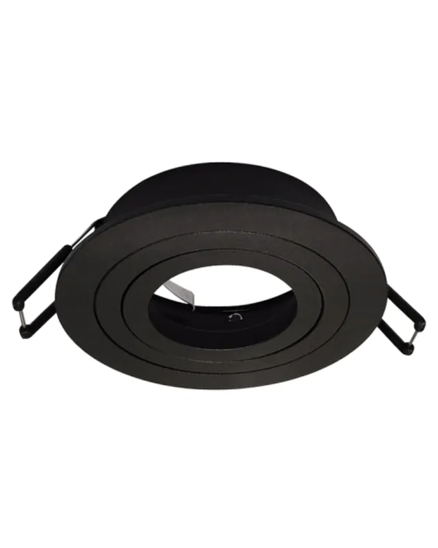 Aro redondo negro aluminio empotrable 9,2 cm basculante GU10 Popular