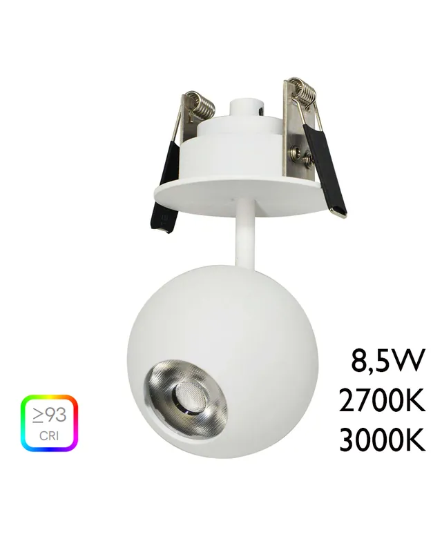 Promoción Foco LED de aluminio blanco 7cm con florón de empotrar 8,5W