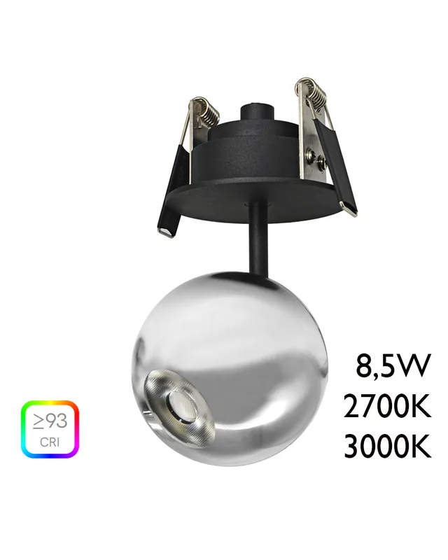 Promoción Exclusiva Foco LED de aluminio cromo 7cm con florón de empotrar 8,5W