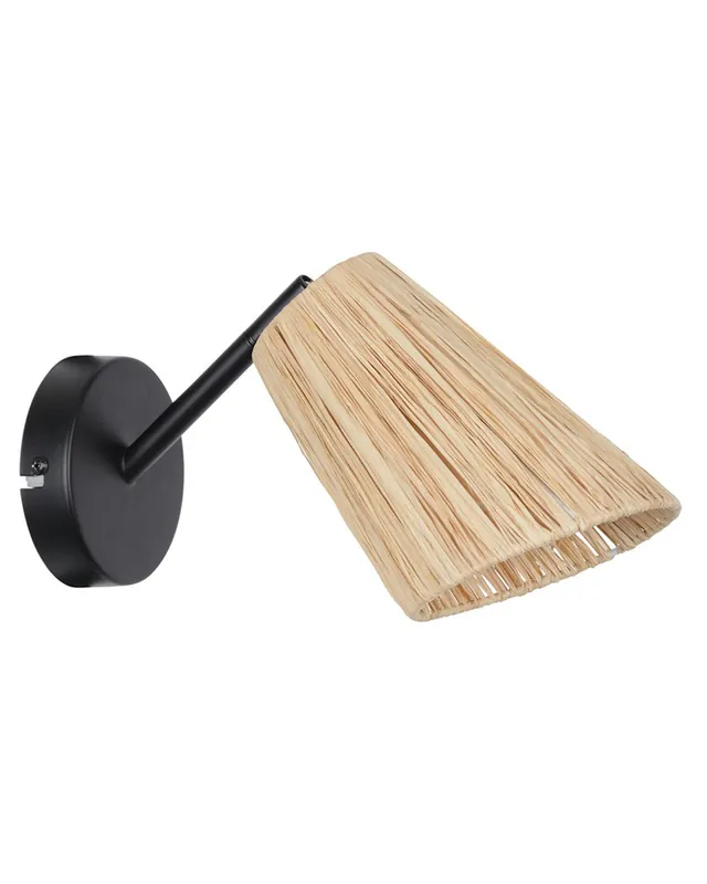 Aplique 10cm de metal y rafia natural trenzada E14 15W Precio De Oferta