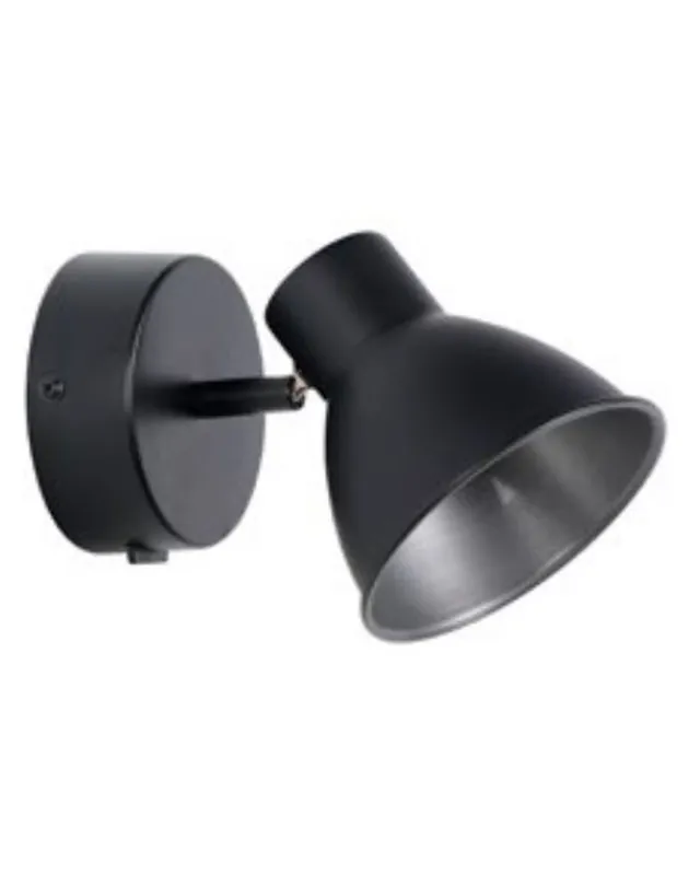 Aplique 11,5cm de metal acabado negro pantalla orientable con interruptor E14 40W No Te Lo Pierdas