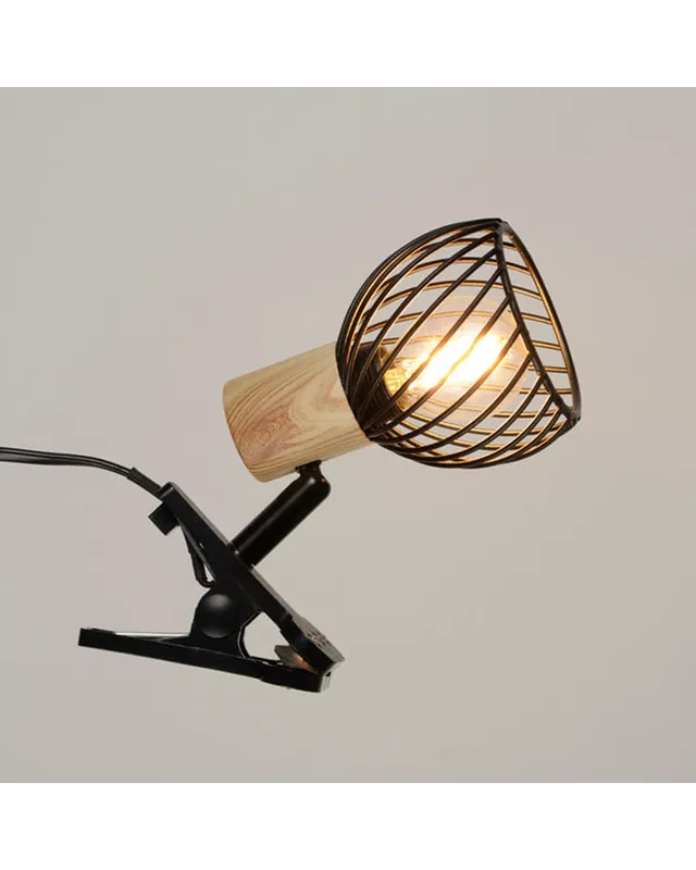 Stock Limitado Foco con pinza rejilla con decoración efecto madera E14 40W