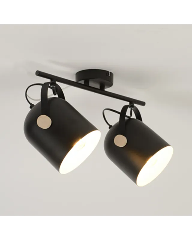 Regleta 2 focos 45cm de metal con madera E27 40W Más Vendido