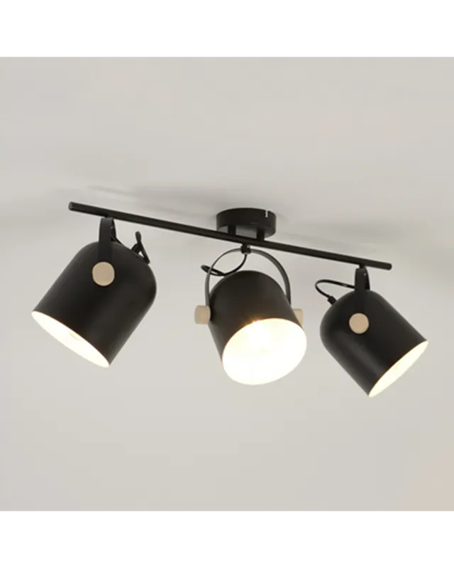 Venta Final Regleta 3 focos 65cm de metal con madera E27 40W