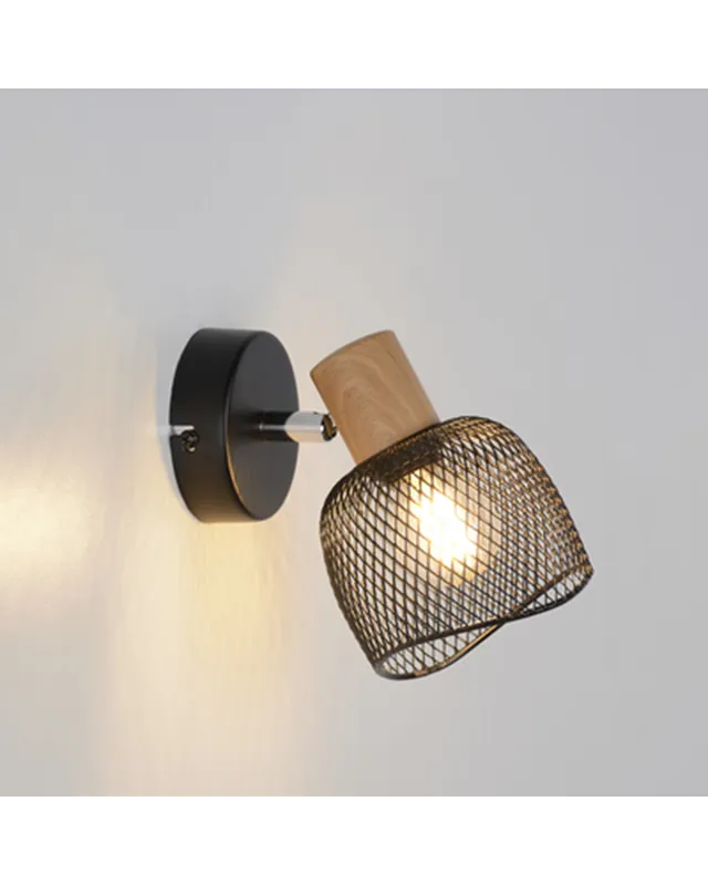 Aplique de pared 10cm pantalla metálica rejilla E14 25W Ocasión Especial