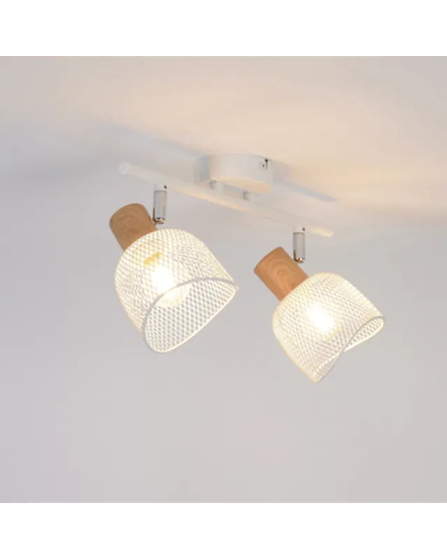 Regleta 2 focos 31,5cm pantalla metálica rejilla E14 25W Envío Inmediato