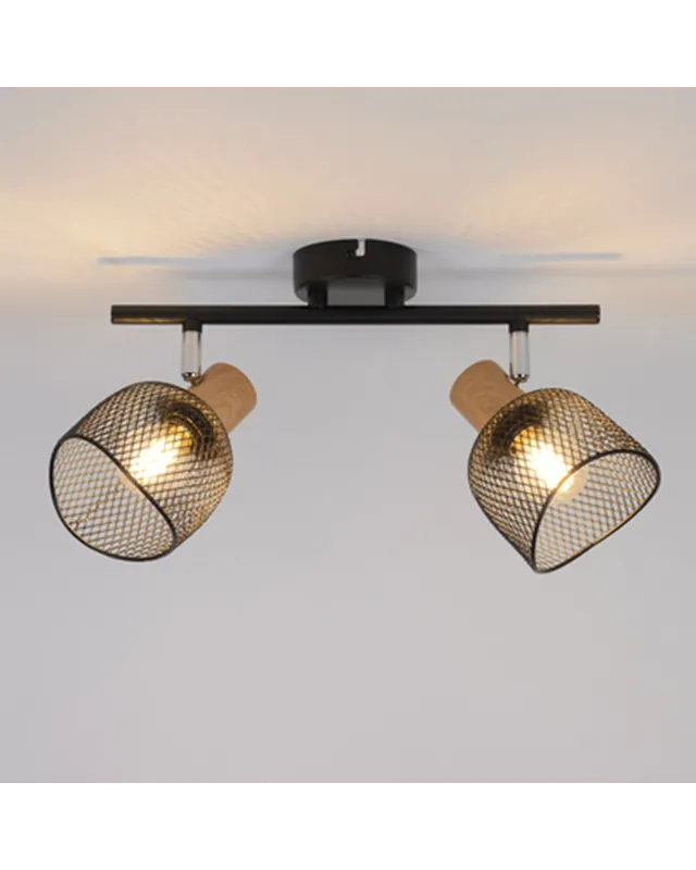 Profesional Regleta 2 focos 31,5cm pantalla metálica rejilla E14 25W