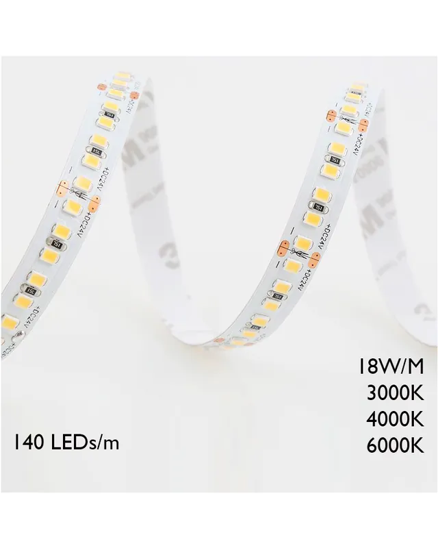 Tira LED de 5 metros 140 Leds por metro 18W/m baja tensión 24V Promoción