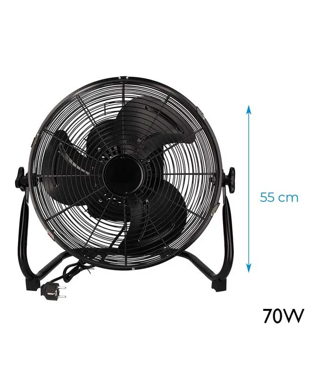 Promoción Ventilador de suelo industrial oscilante negro 70W aspas Ø45cm