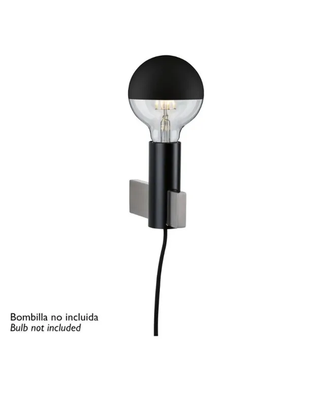 Aplique de pared de metal negro y gris cable textil con portalámparas E27 20W Envío Gratis