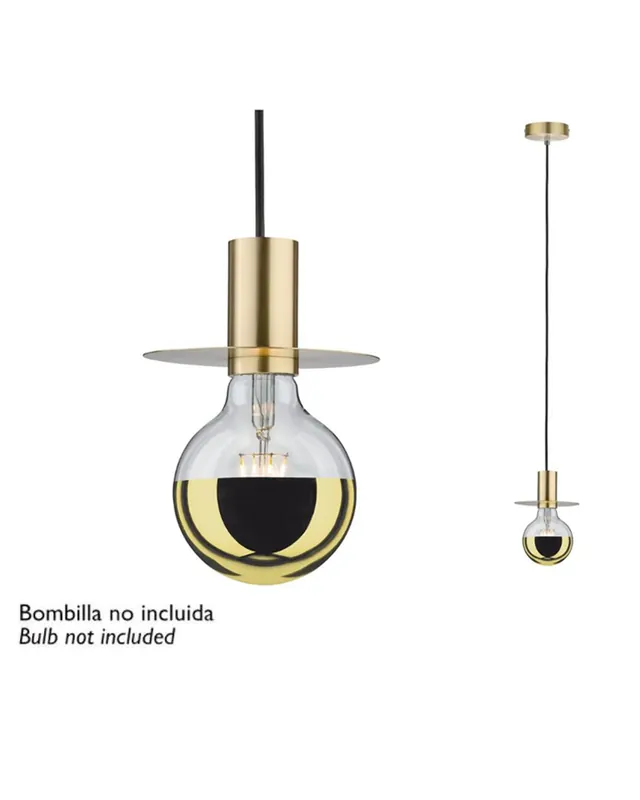 A Buen Precio Pendel cilindro en metal acabado latón cable textil 60W E27