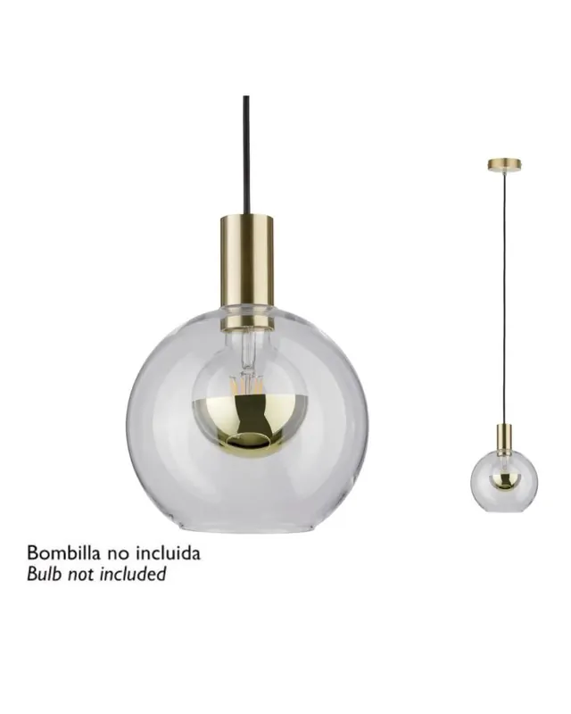 Tendencia Lámpara de techo 20cm con pantalla de cristal con forma de esfera y soporte de metal acabado latón 20W E27