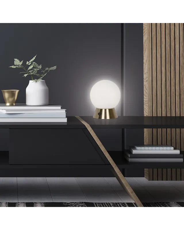 Última Oportunidad Lámpara de mesa 19cm en metal y cristal acabado latón E14 40W