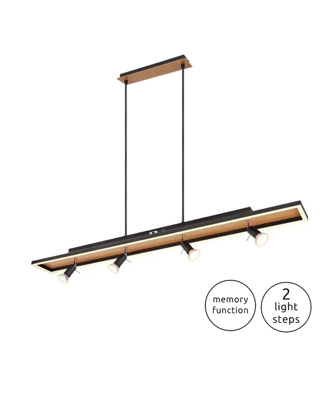 Barato Lámpara de techo 116cm LED 30W con cuatro focos 4xGU10 48W de metal y plástico REGULABLE
