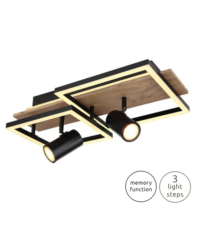 Últimas Unidades Plafón techo 50cm LED 38W 3000K con dos focos 2xGU10 10W de metal, plástico y madera