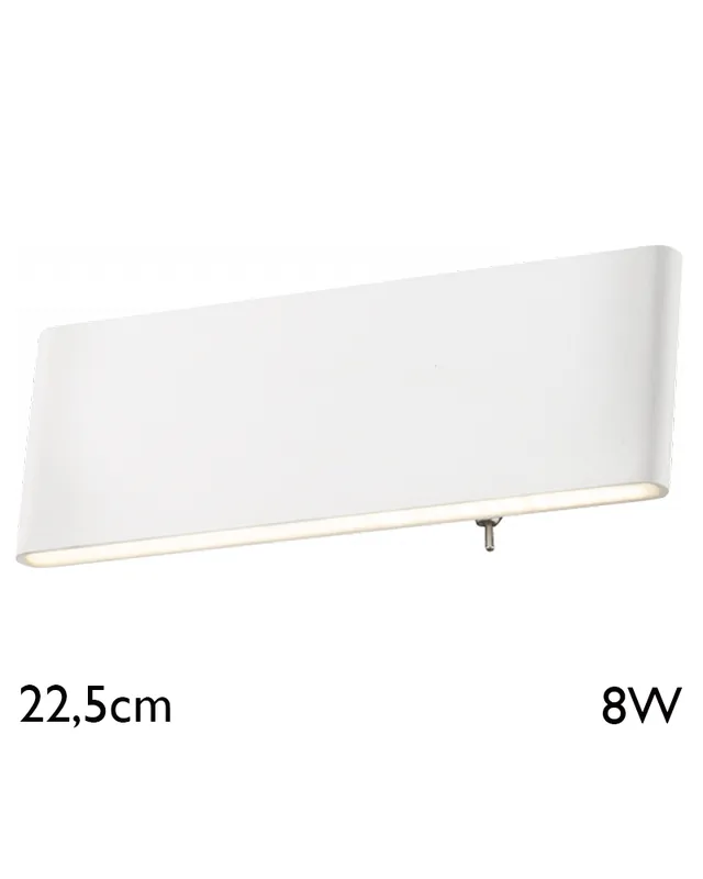Aplique LED luz inferior y superior acabado blanco 22,5cm de ancho 8W 3000K Envío Exprés
