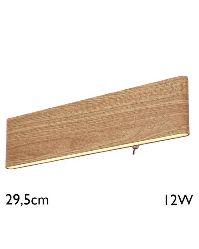 Aplique LED luz inferior y superior acabado madera 29,5cm de ancho 12W 3000K Exclusivo