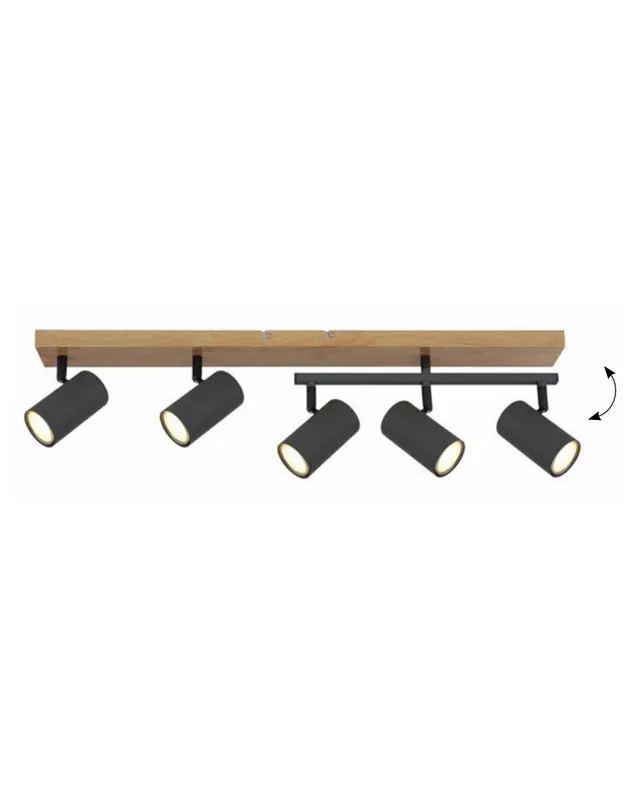 Regleta 5 focos 70cm portalámparas 5xGU10 35W de metal orientable Entrega Rápida