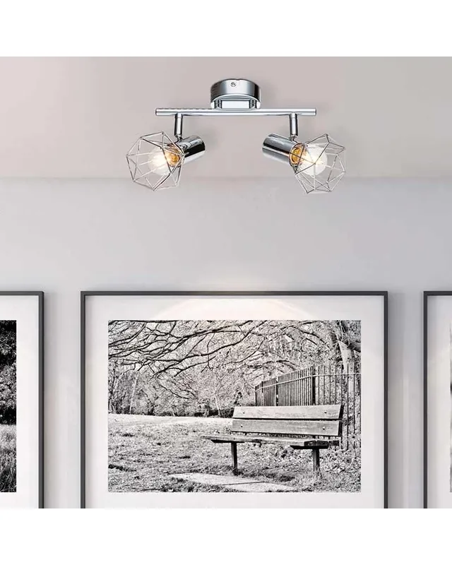 Regleta de techo vintage industrial con 2 focos oscilantes acabado cromado 2xE14 40W Barato
