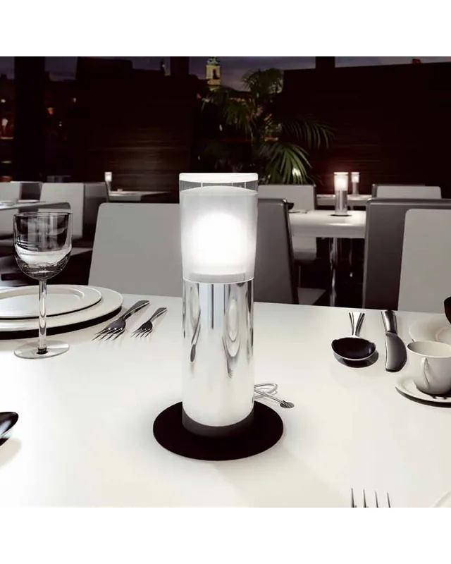 Última Oportunidad Lampara de mesa cilindro cromo Milan KUPP 1xE14 altura 19,4cms 10cms incluye bombilla vela E14 9W