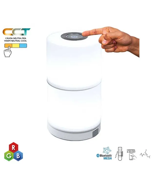 Venta Final Lámpara portátil 2xLED 2,3W acabado blanco 18,3cm IP44 táctil control por voz RGB CCT 2700K-6500K