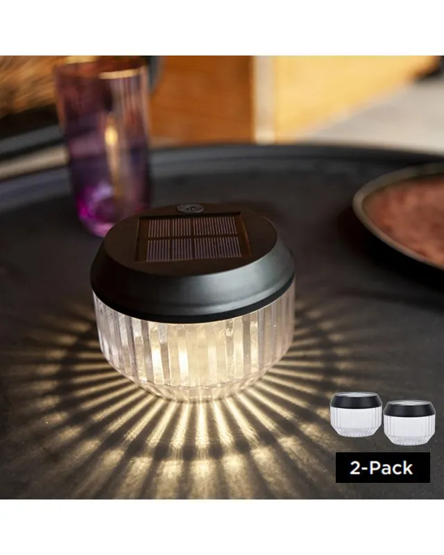 Auténtico 2 Lámparas de mesa portátiles SOLAR LED 0,11W acabado negro 8,2cm IP44
