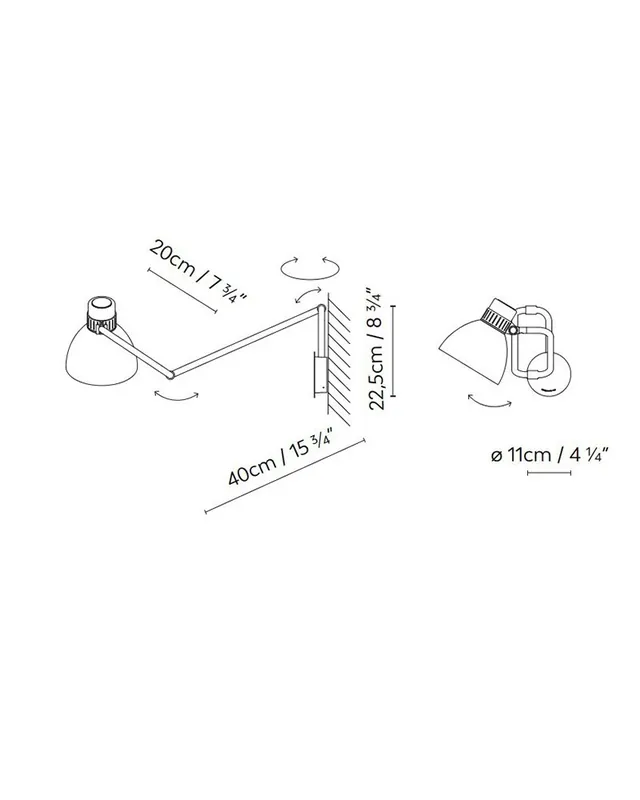 Aplique de pared articulada BLUX SYSTEM W20 de aluminio E27 Garantía De Devolución De Dinero