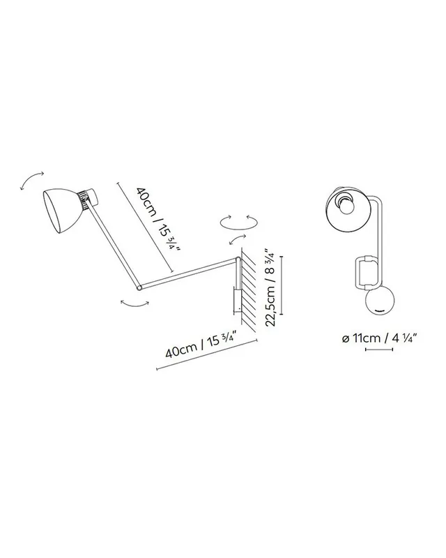 Aplique de pared articulada BLUX SYSTEM W40 de aluminio E27 De Moda