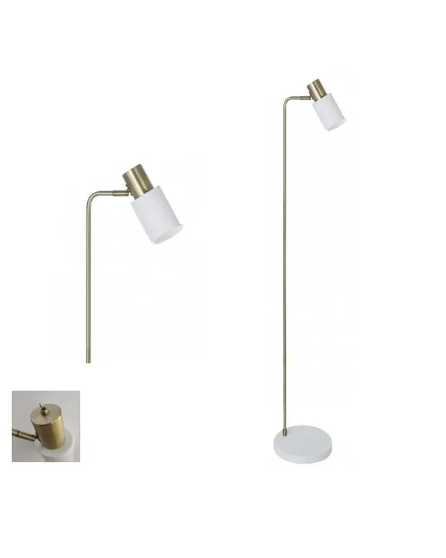 Auténtico Lámpara de pie de 143cm en metal acabado latón y negro o latón y negro E14
